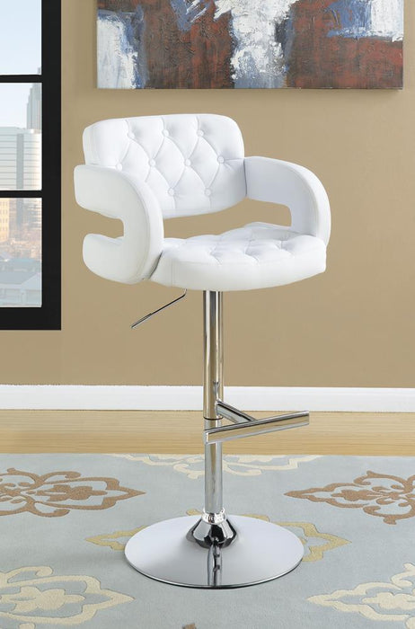 Brandi Adjustable Bar Stool Chrome and White - Visions in Furniture (La Mirada, CA)
