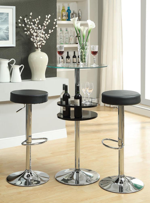 Ramses 29" Adjustable Bar Stool Chrome and Black - Visions in Furniture (La Mirada, CA)