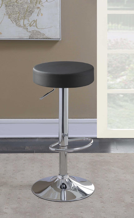 Ramses 29" Adjustable Bar Stool Chrome and Black - Visions in Furniture (La Mirada, CA)