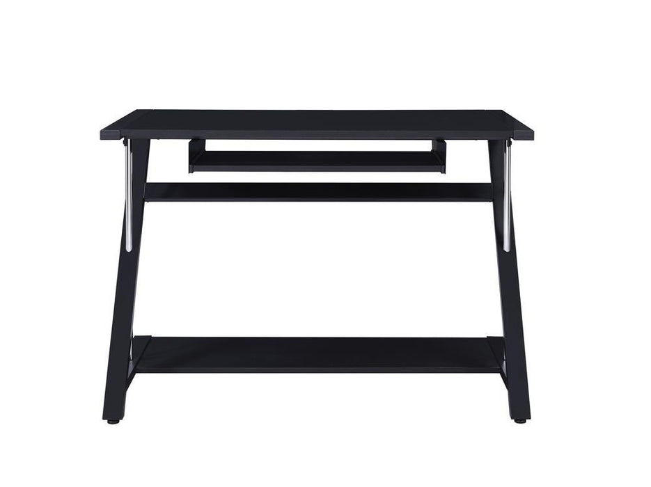 Mallet Computer Desk with Bottom Shelf Black - Visions in Furniture (La Mirada, CA)