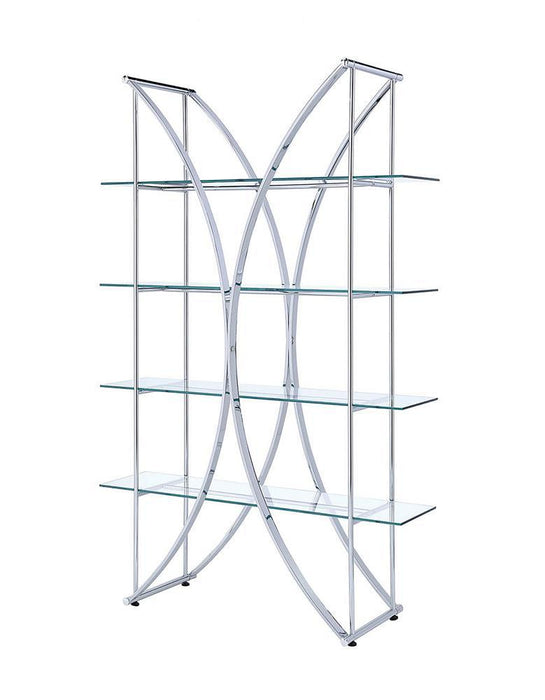 Larson 4-tier Bookcase Chrome and Clear - Visions in Furniture (La Mirada, CA)