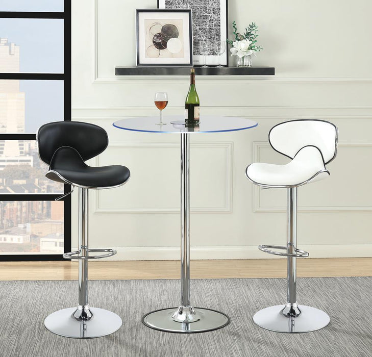 Edenton Upholstered Adjustable Height Bar Stools Black and Chrome (Set of 2) - Visions in Furniture (La Mirada, CA)
