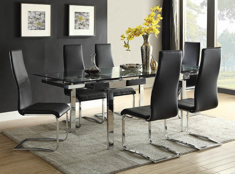 Montclair High Back Dining Chairs Black and Chrome (Set of 4) - Visions in Furniture (La Mirada, CA)