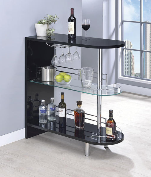 Adolfo 3-tier Bar Table Glossy Black and Clear - Visions in Furniture (La Mirada, CA)