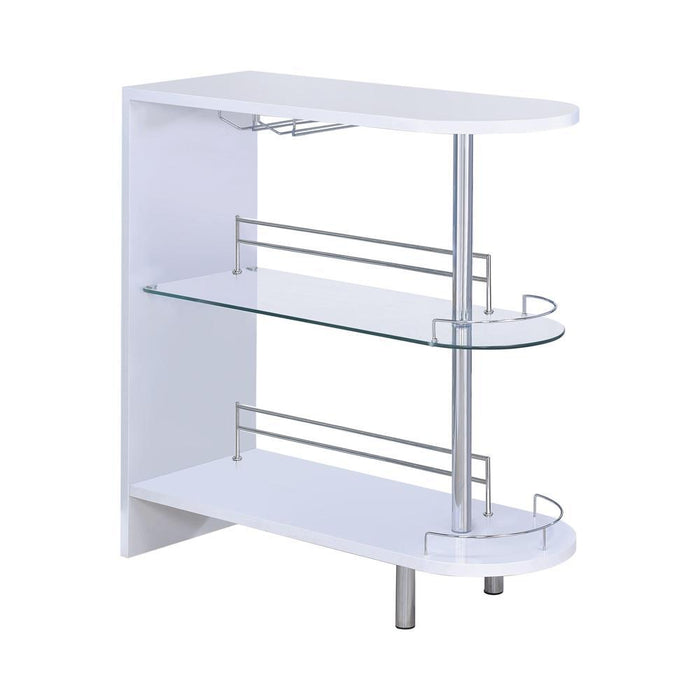 Adolfo 3-tier Bar Table Glossy White and Clear - Visions in Furniture (La Mirada, CA)