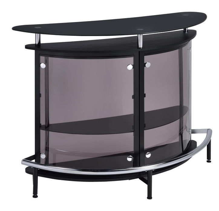 Amarillo 2-tier Bar Unit Black and Chrome - Visions in Furniture (La Mirada, CA)