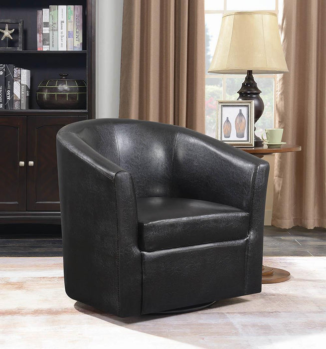 Turner Upholstery Sloped Arm Accent Swivel Chair Dark Brown - Visions in Furniture (La Mirada, CA)