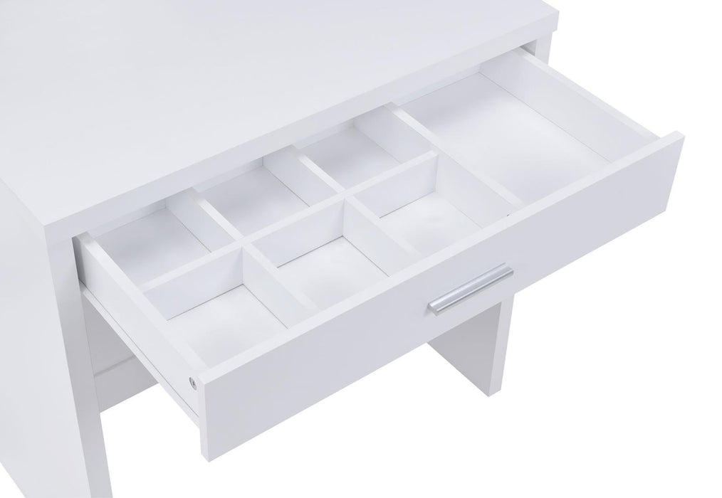 Harvey 2-piece Vanity Set with Lift-Top Stool White - Visions in Furniture (La Mirada, CA)