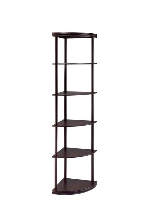 Bonwick 5-shelf Corner Bookshelf Cappuccino - Visions in Furniture (La Mirada, CA)