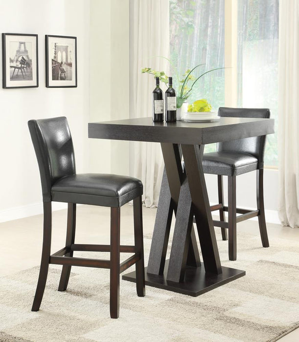 Freda Double X-shaped Base Square Bar Table Cappuccino - Visions in Furniture (La Mirada, CA)
