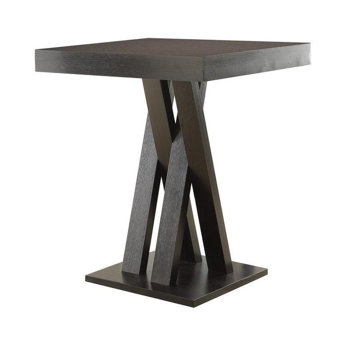 Freda Double X-shaped Base Square Bar Table Cappuccino - Visions in Furniture (La Mirada, CA)