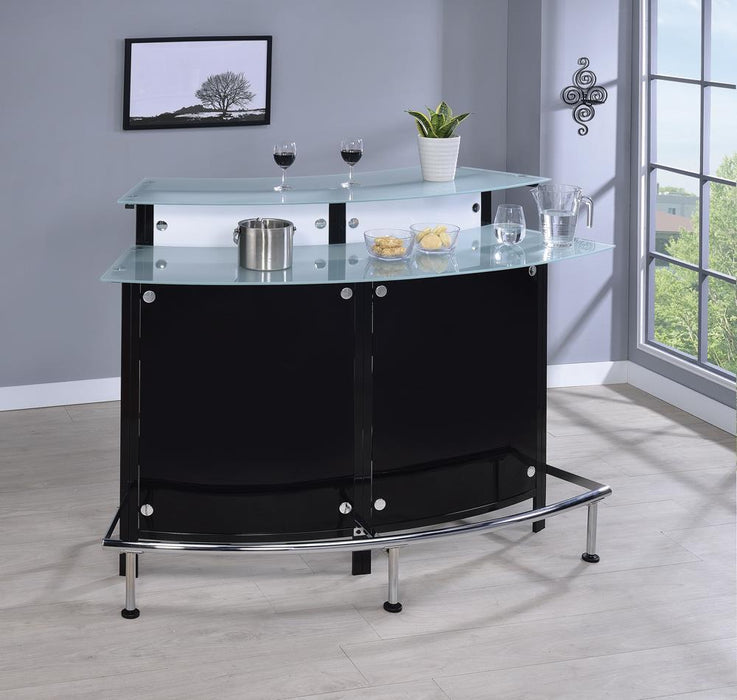 Keystone Glass Top Bar Unit Black - Visions in Furniture (La Mirada, CA)