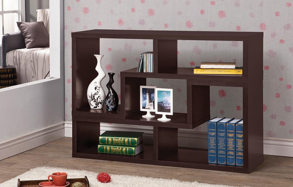 Velma Convertible TV Console and Bookcase Cappuccino - Visions in Furniture (La Mirada, CA)