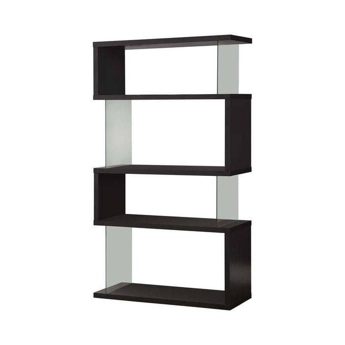 Emelle 4-tier Bookcase Black and Clear - Visions in Furniture (La Mirada, CA)