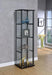 Cyclamen 4-shelf Glass Curio Cabinet Black and Clear - Visions in Furniture (La Mirada, CA)