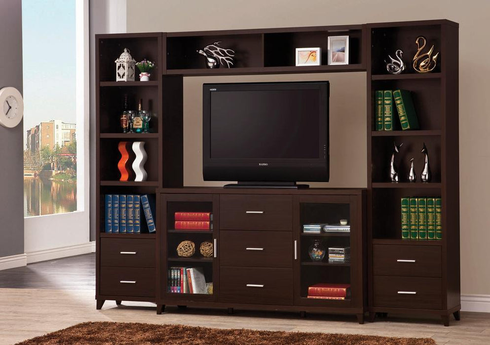 Lewes 2-door TV Stand with Adjustable Shelves Cappuccino - Visions in Furniture (La Mirada, CA)