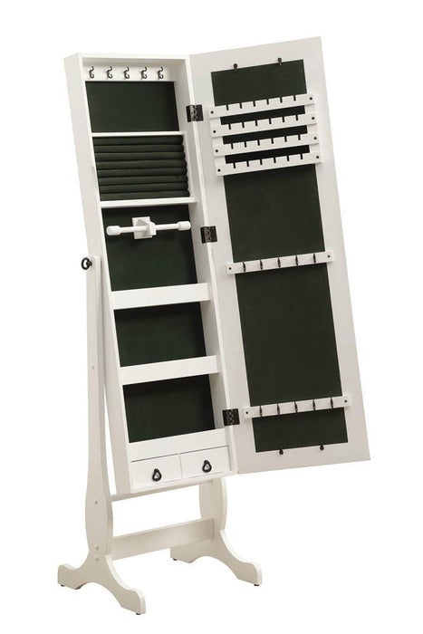 Batista Jewelry Cheval Mirror with Drawers White - Visions in Furniture (La Mirada, CA)