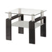 Dyer Tempered Glass End Table with Shelf Black - Visions in Furniture (La Mirada, CA)