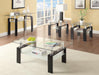 Dyer Tempered Glass Coffee Table with Shelf Black - Visions in Furniture (La Mirada, CA)