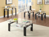 Dyer Tempered Glass Sofa Table with Shelf Black - Visions in Furniture (La Mirada, CA)