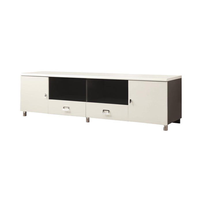 Burkett 2-drawer TV Console White and Grey - Visions in Furniture (La Mirada, CA)