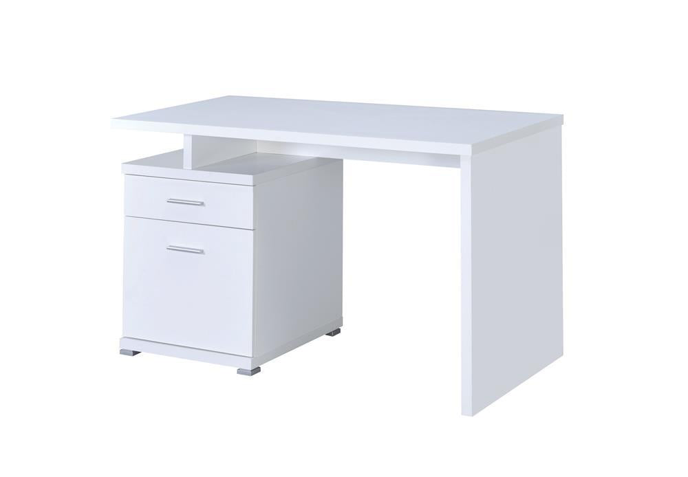 Irving 2-drawer Office Desk with Cabinet White - Visions in Furniture (La Mirada, CA)