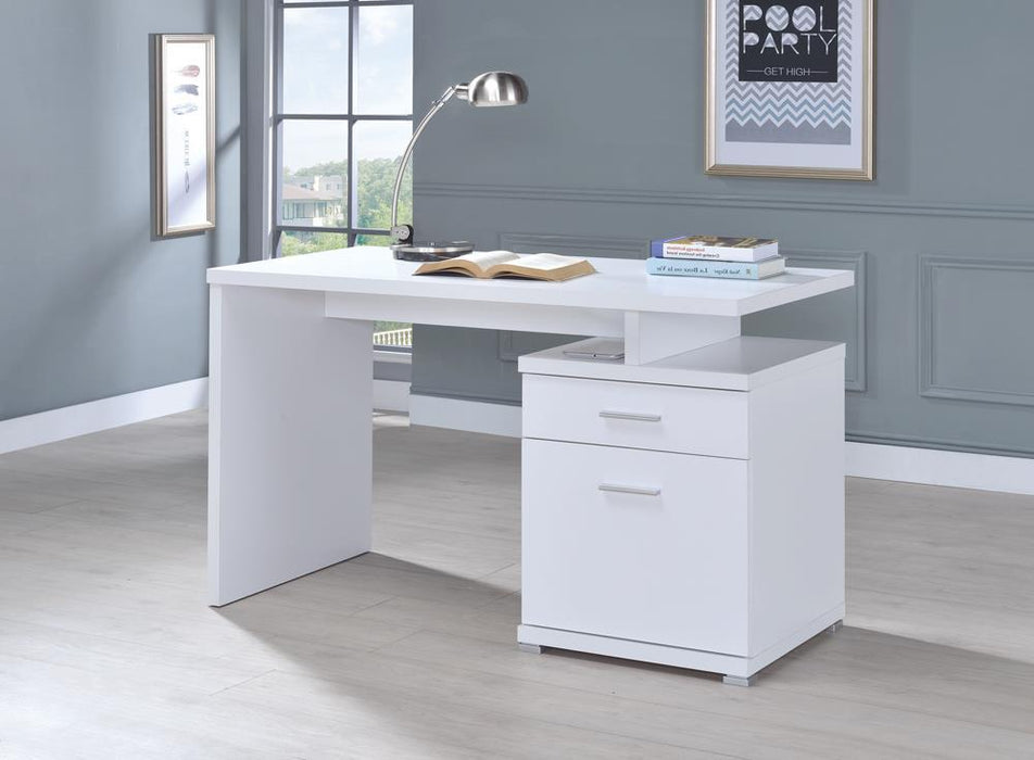 Irving 2-drawer Office Desk with Cabinet White - Visions in Furniture (La Mirada, CA)