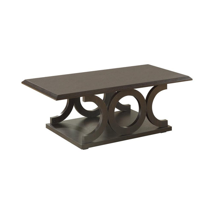 Shelly C-shaped Base Coffee Table Cappuccino - Visions in Furniture (La Mirada, CA)