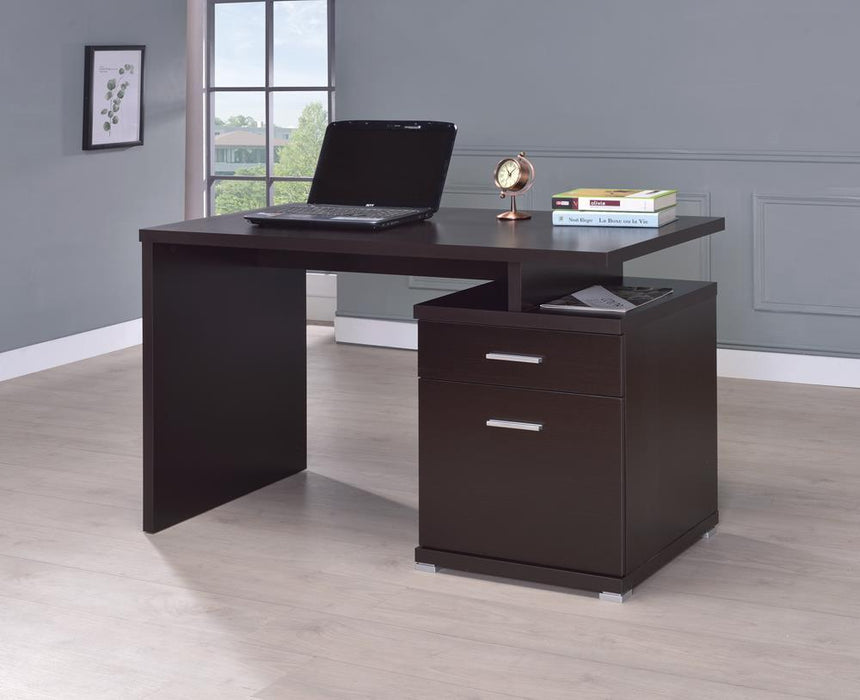 Irving 2-drawer Office Desk with Cabinet Cappuccino - Visions in Furniture (La Mirada, CA)