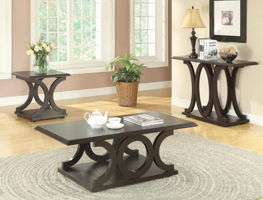 Shelly C-shaped Base Sofa Table Cappuccino - Visions in Furniture (La Mirada, CA)