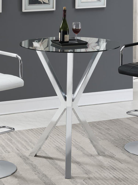 Denali Round Glass Top Bar Table Chrome - Visions in Furniture (La Mirada, CA)