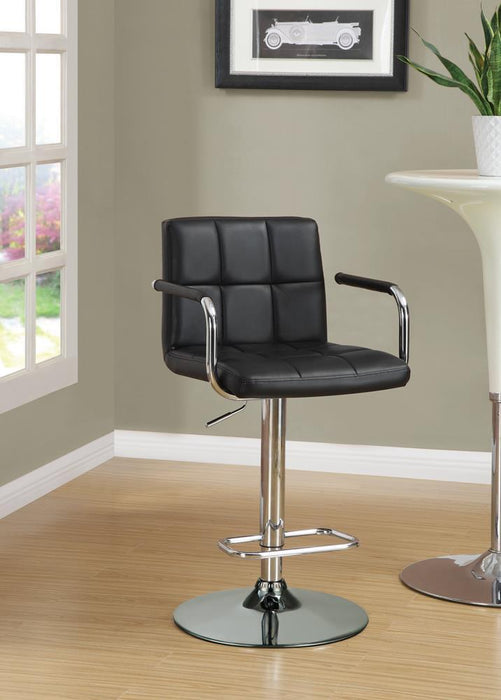 Palomar Adjustable Height Bar Stool Black and Chrome - Visions in Furniture (La Mirada, CA)