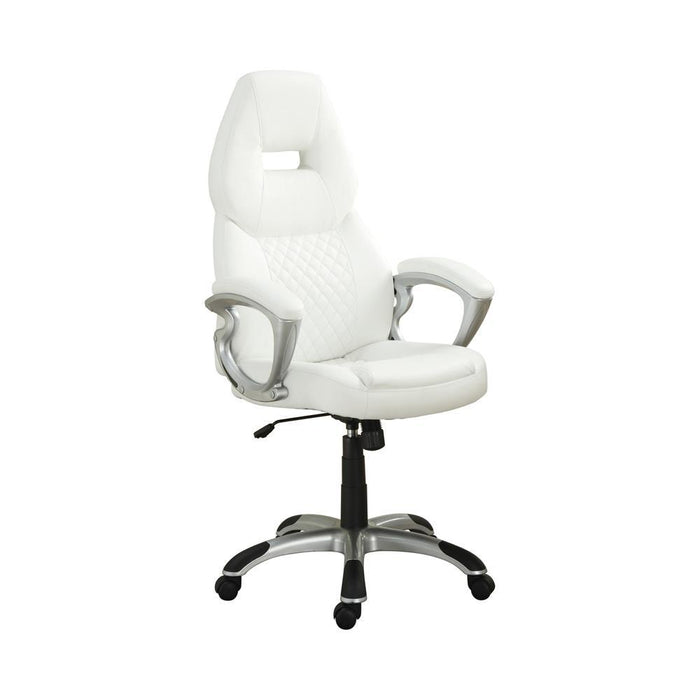 Bruce Adjustable Height Office Chair White and Silver - Visions in Furniture (La Mirada, CA)