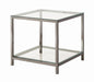 Trini End Table with Glass Shelf Black Nickel - Visions in Furniture (La Mirada, CA)