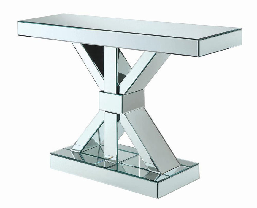 Lurlynn X-shaped Base Console Table Clear Mirror - Visions in Furniture (La Mirada, CA)