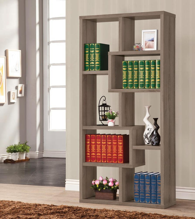 Theo 10-shelf Bookcase Weathered Grey - Visions in Furniture (La Mirada, CA)