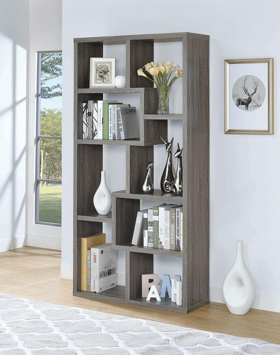 Theo 10-shelf Bookcase Weathered Grey - Visions in Furniture (La Mirada, CA)