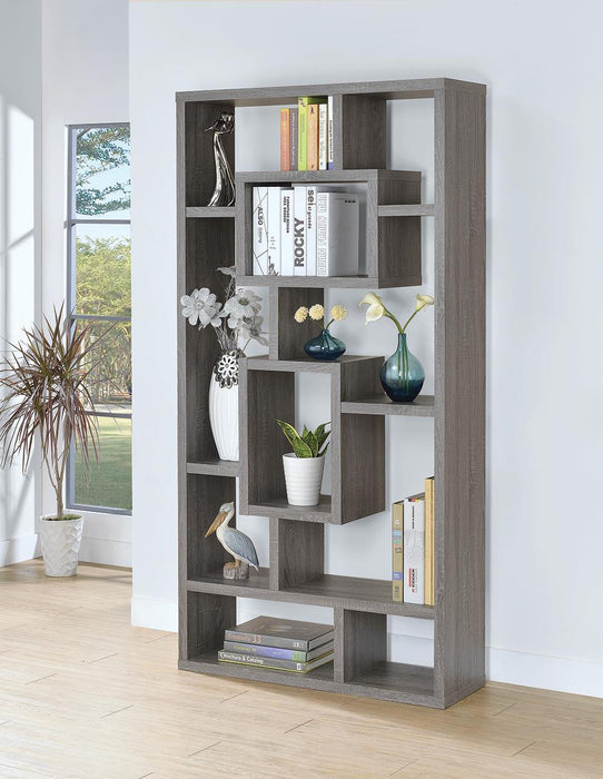 Howie 10-shelf Bookcase Weathered Grey - Visions in Furniture (La Mirada, CA)