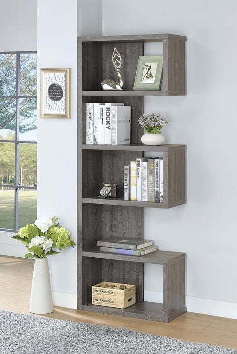 Joey 5-tier Bookcase Weathered Grey - Visions in Furniture (La Mirada, CA)