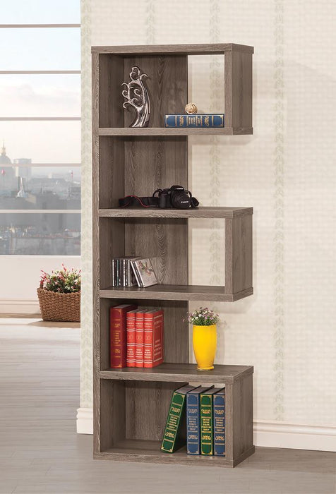 Joey 5-tier Bookcase Weathered Grey - Visions in Furniture (La Mirada, CA)