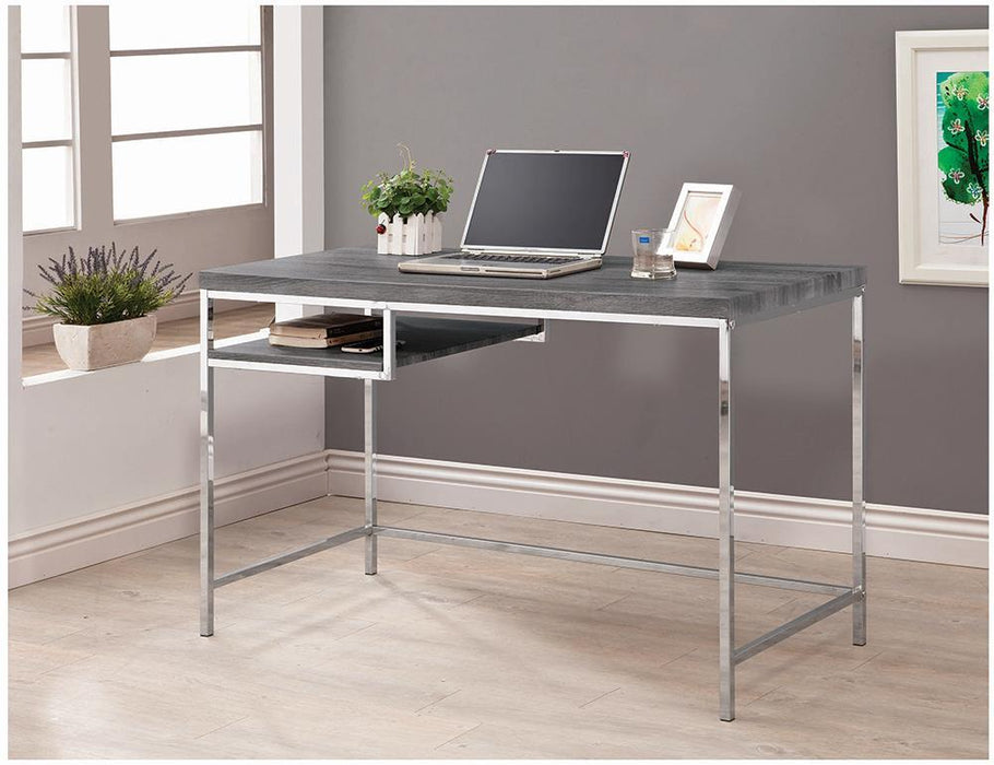 Kravitz Rectangular Writing Desk Weathered Grey and Chrome - Visions in Furniture (La Mirada, CA)