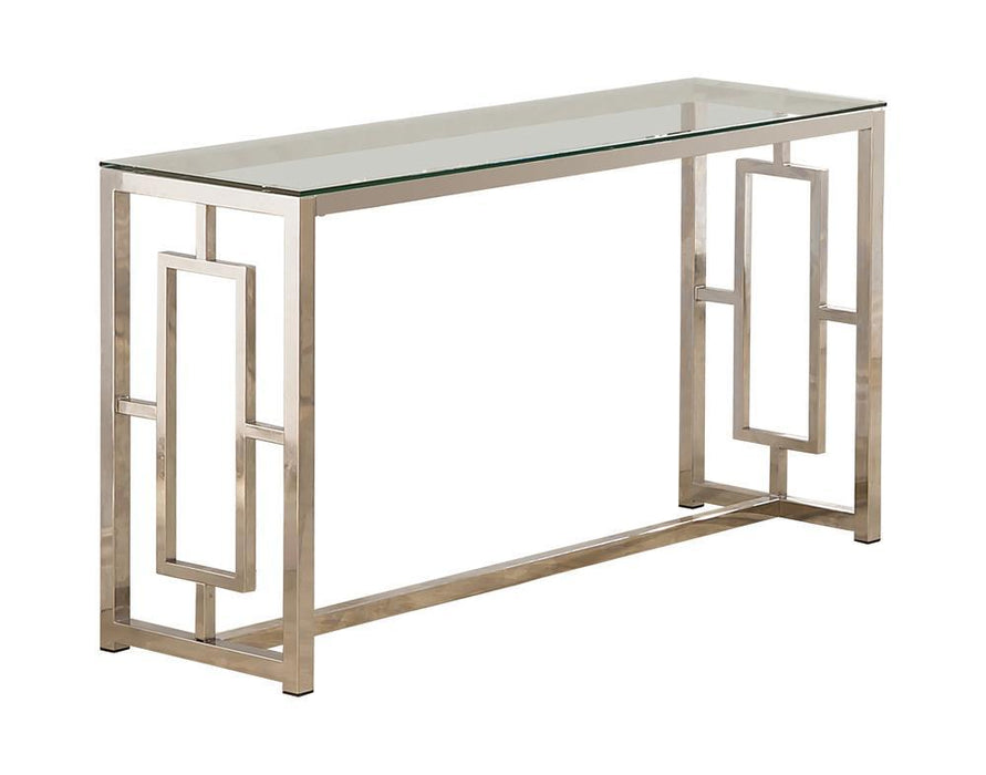 Merced Rectangle Glass Top Sofa Table Nickel - Visions in Furniture (La Mirada, CA)