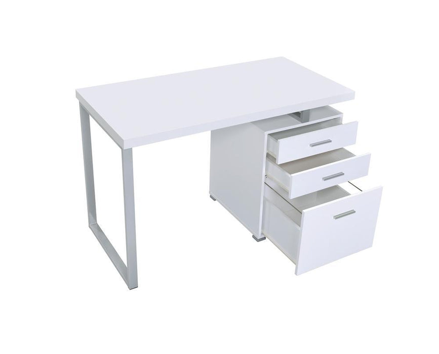Brennan 3-drawer Office Desk White - Visions in Furniture (La Mirada, CA)