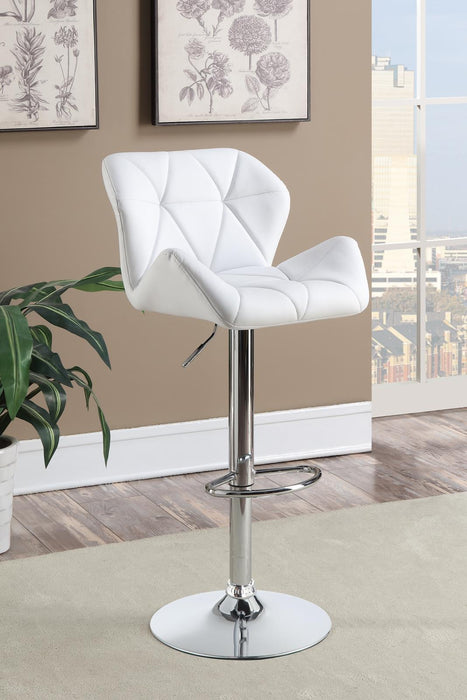 Berrington Adjustable Bar Stools Chrome and White (Set of 2) - Visions in Furniture (La Mirada, CA)