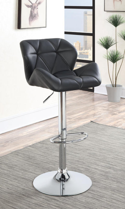 Berrington Adjustable Bar Stools Chrome and Black (Set of 2) - Visions in Furniture (La Mirada, CA)