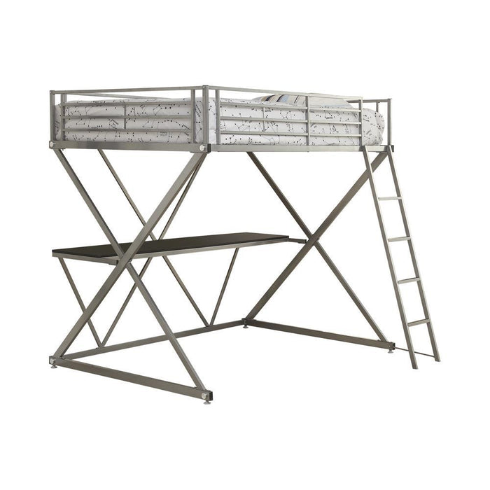Hyde Full Workstation Loft Bed Silver - Visions in Furniture (La Mirada, CA)