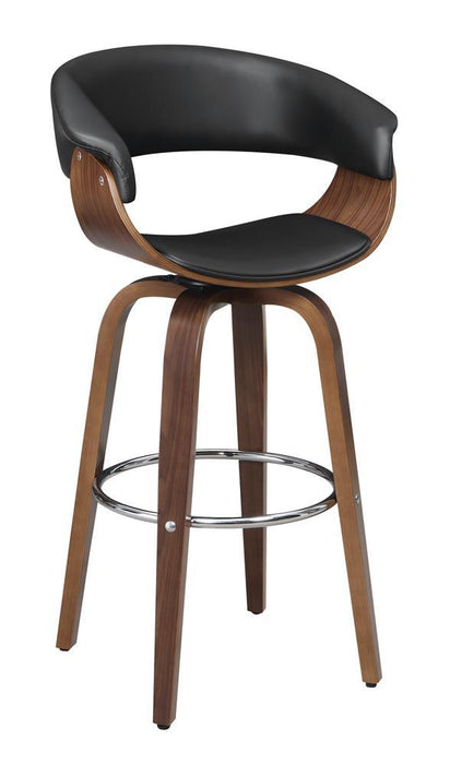 Zion Upholstered Swivel Bar Stool Walnut and Black - Visions in Furniture (La Mirada, CA)