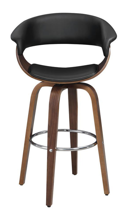 Zion Upholstered Swivel Bar Stool Walnut and Black - Visions in Furniture (La Mirada, CA)