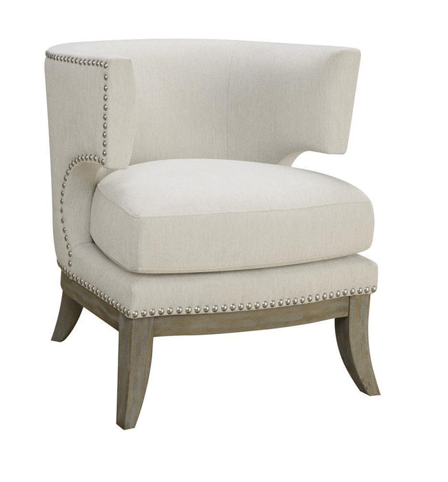 Jordan Dominic Barrel Back Accent Chair White and Weathered Grey - Visions in Furniture (La Mirada, CA)