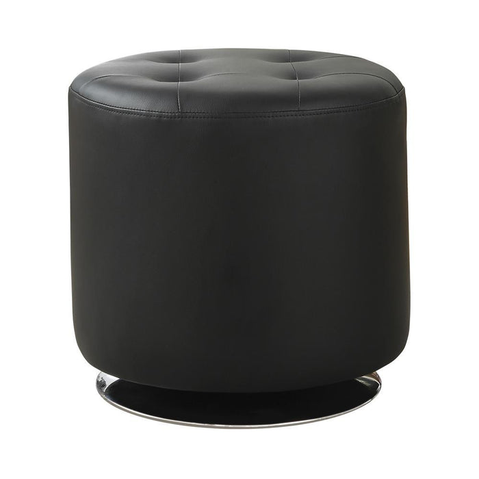 Bowman Round Upholstered Ottoman Black - Visions in Furniture (La Mirada, CA)